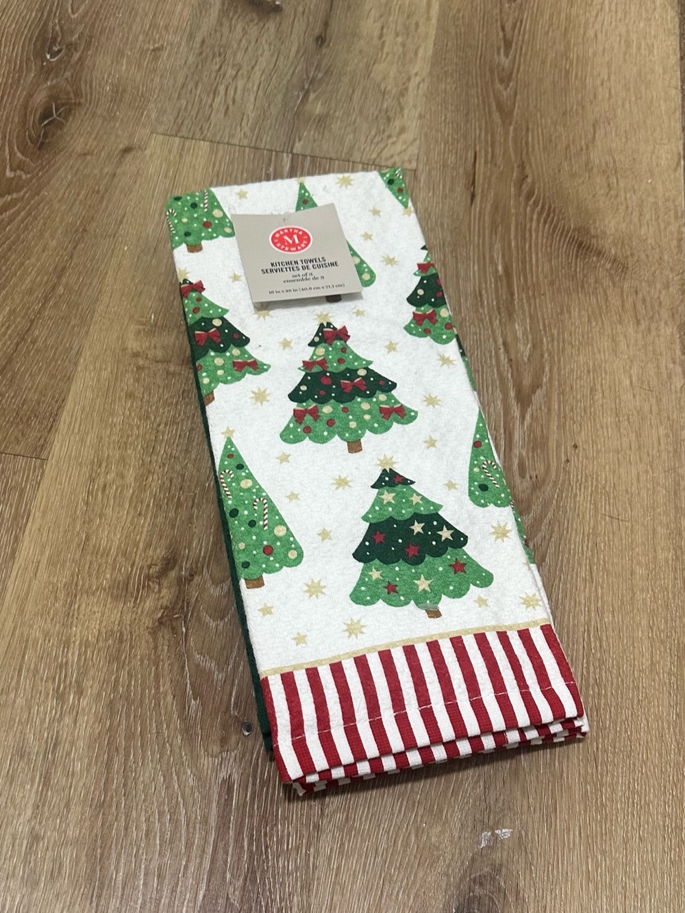 Martha Stewart Green & Red Christmas Tree Kitchen Towels